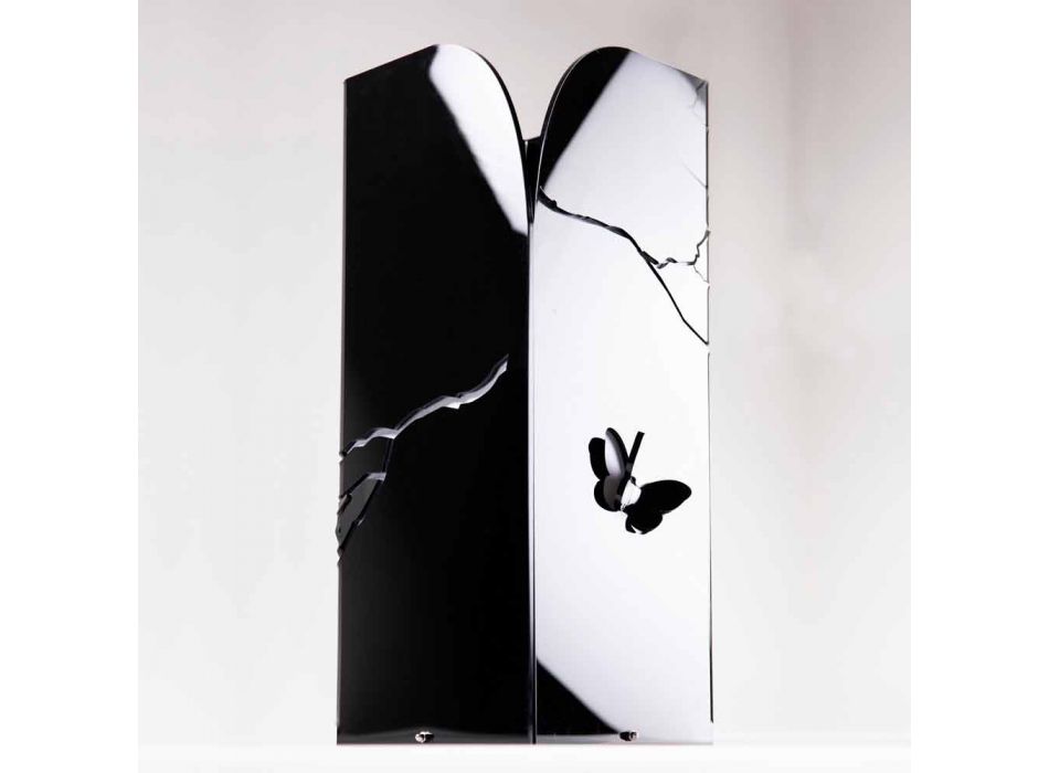 Stojak na parasole z czarnej plexi, z grawerami i dekoracjami 3D, nowoczesny design - Farfo Viadurini