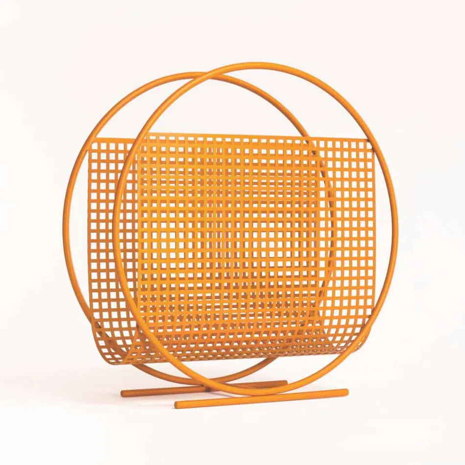 Okrągły stalowy stojak na czasopisma Made in Italy - Chochla Viadurini