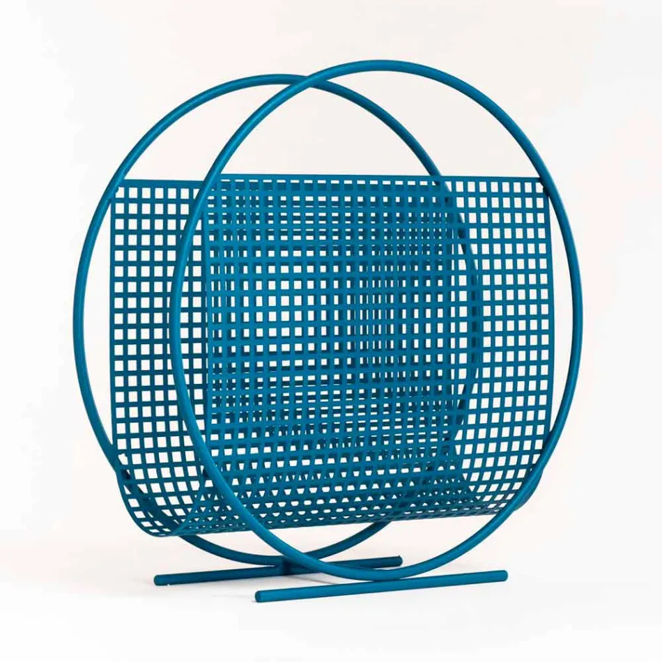 Okrągły stalowy stojak na czasopisma Made in Italy - Chochla Viadurini