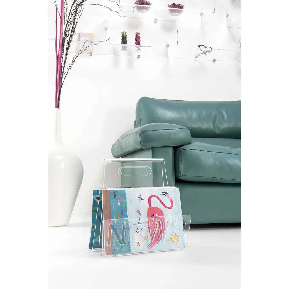 Stojak na magazynki z czarnego lub przezroczystego pleksiglasu Made in Italy - Omar Viadurini