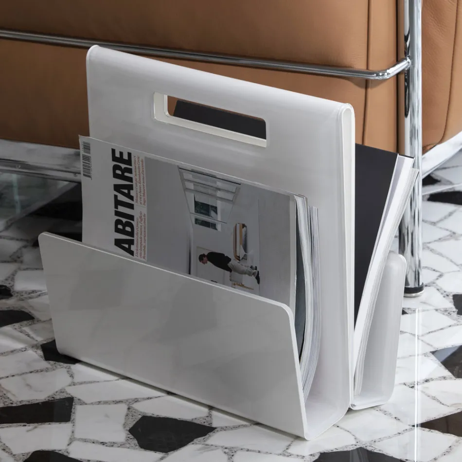 Stojak na czasopisma do salonu z kolorowego kryształu akrylowego Made in Italy - Osafo Viadurini