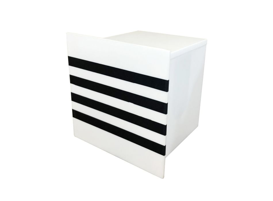 Uchwyt na papier łazienkowy z białego Corianu lub z czarnymi wstawkami Włoski design - Elono Viadurini