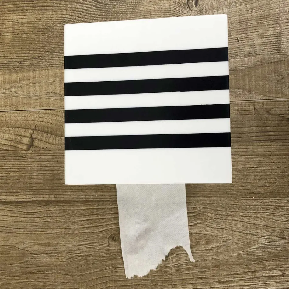 Uchwyt na papier łazienkowy z białego Corianu lub z czarnymi wstawkami Włoski design - Elono Viadurini