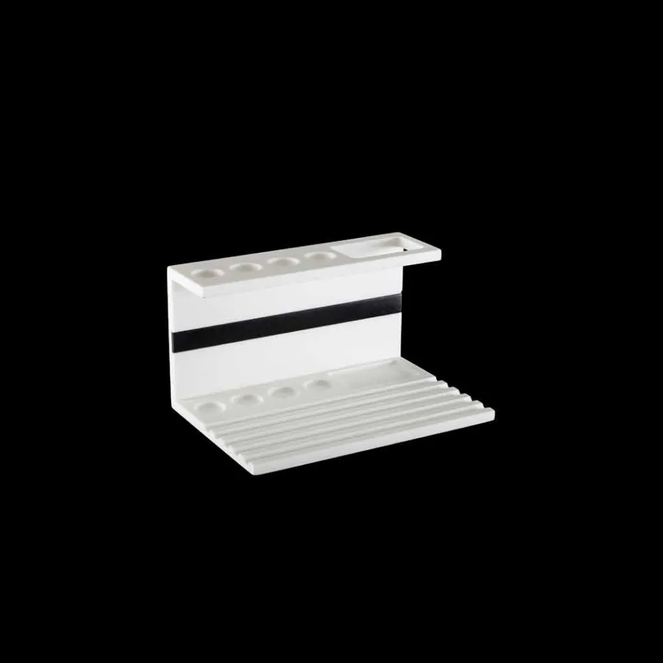 Uchwyt na szczoteczki do zębów z białego lub czarnego Corianu, designerskie akcesoria łazienkowe - Elono Viadurini