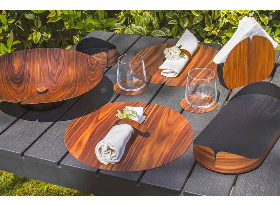 Nowoczesny stolik na serwetki z naturalnego drewna Made in Italy - Stan Viadurini