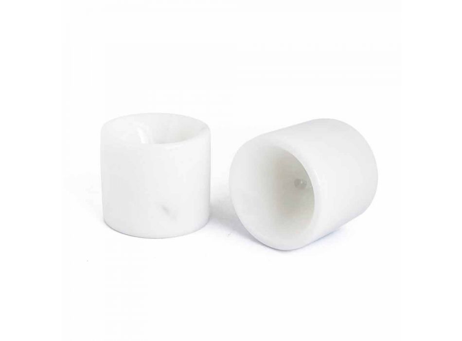 Design Egg Cup w białym marmurze Carrara Made in Italy, 2 sztuki - Picca Viadurini