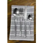 Zestaw sztućców do serwowania w satynowej stali 24 sztuki w komplecie - Fayette Viadurini