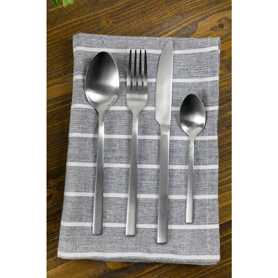 Zestaw sztućców do serwowania w satynowej stali 24 sztuki w komplecie - Fayette Viadurini