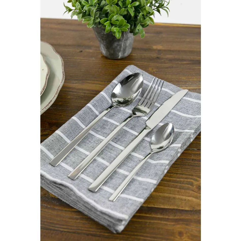 Zestaw sztućców do serwowania w satynowej stali 24 sztuki w komplecie - Fayette Viadurini