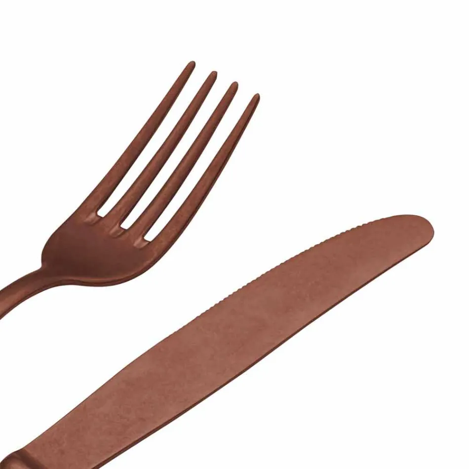 Luksusowy Design Stalowe Sztućce Vintage Kolorowy Efekt 24 sztuki - Tygrysek Viadurini