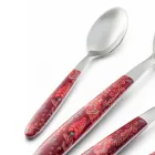 Sztućce ze stali i plastiku Kolorowa Arabeska Dekor 24 Szt - Alessandra Viadurini