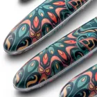 Sztućce ze stali i plastiku Kolorowy kwiatowy dekor 24 Szt - Alessandra Viadurini