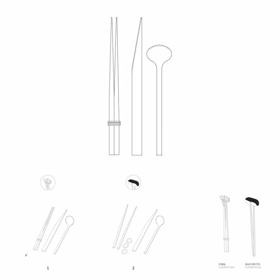 Sztućce ze stali nierdzewnej z włoskimi luksusowymi pałeczkami - Carronde Viadurini