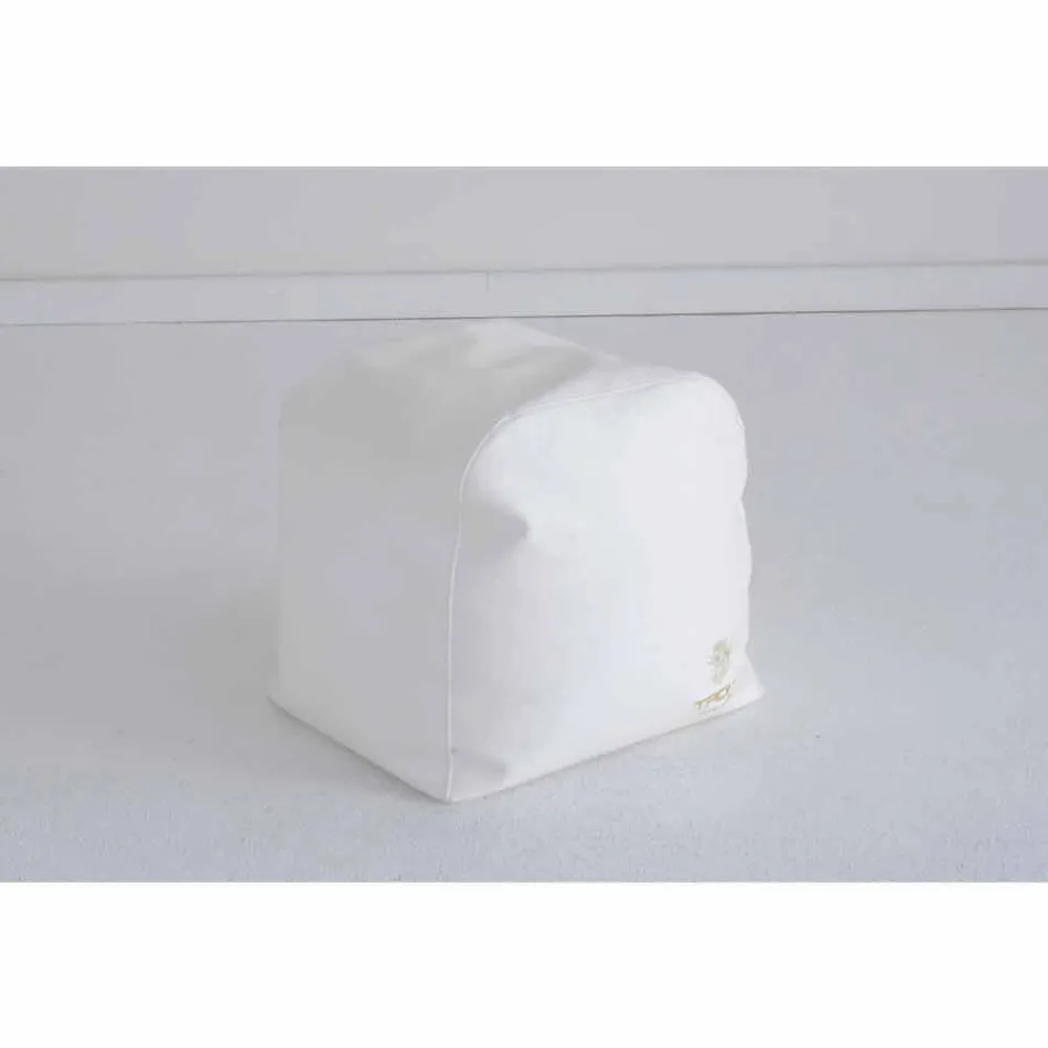 Chmura Trona projekt pufa w białym żeglarskie imitacji skóry wyprodukowana we Włoszech Viadurini