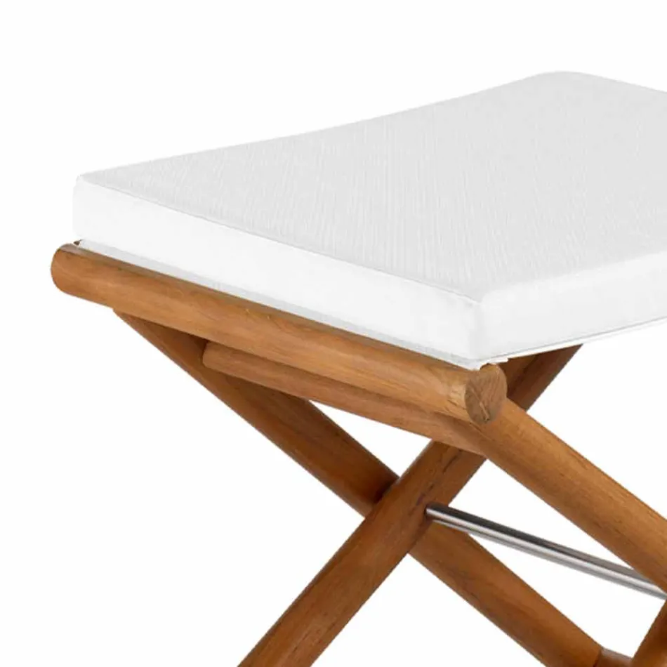 Pufa zewnętrzna z naturalnego lub czarnego matowego drewna i poduszki, wyprodukowana we Włoszech - Suzana Viadurini