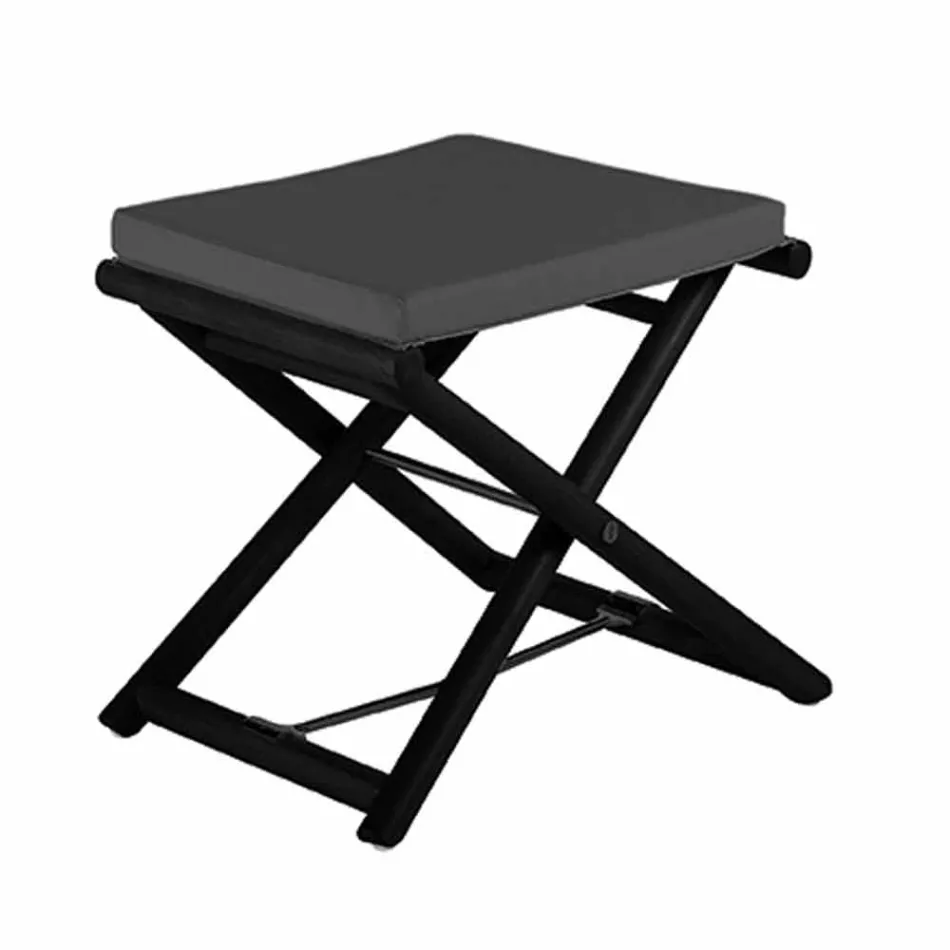 Pufa zewnętrzna z naturalnego lub czarnego matowego drewna i poduszki, wyprodukowana we Włoszech - Suzana Viadurini