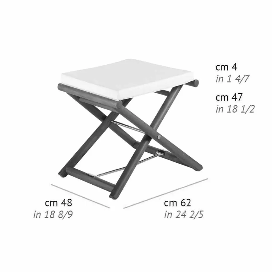 Pufa zewnętrzna z naturalnego lub czarnego matowego drewna i poduszki, wyprodukowana we Włoszech - Suzana Viadurini