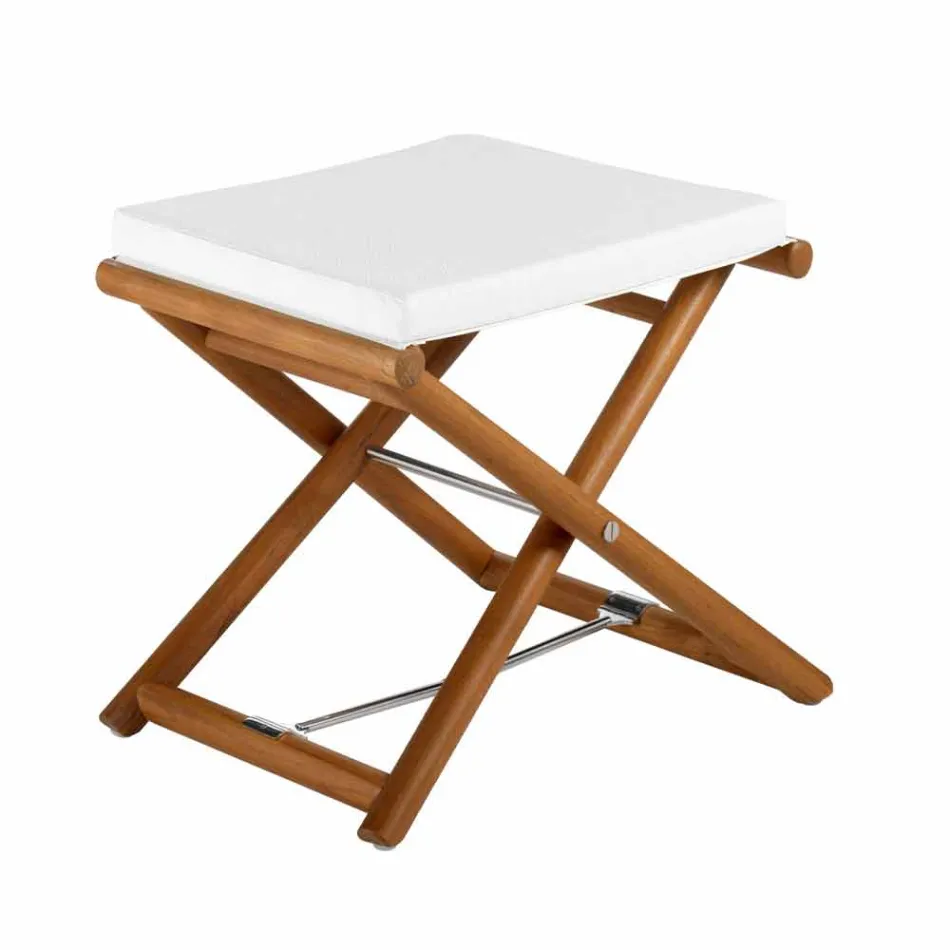 Pufa zewnętrzna z naturalnego lub czarnego matowego drewna i poduszki, wyprodukowana we Włoszech - Suzana Viadurini