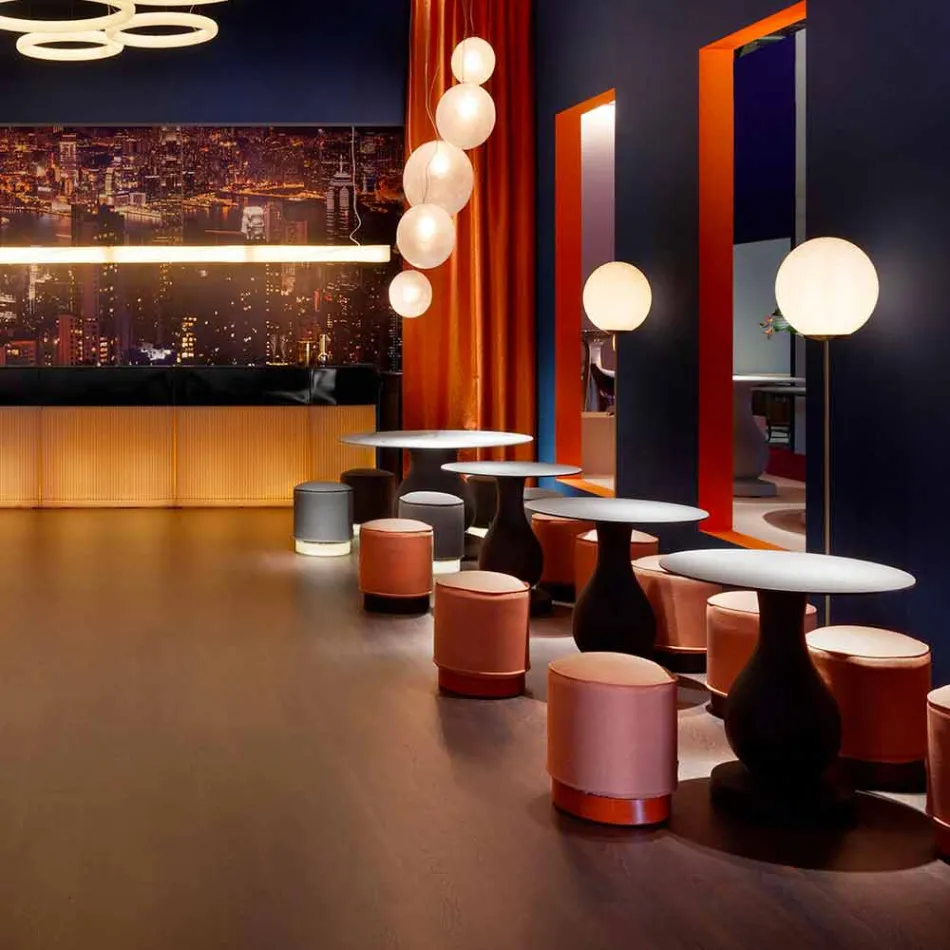 Pufa na zewnątrz, z polietylenu i tkaniny lub skóry - Mara Slide Viadurini