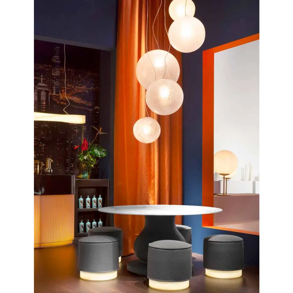 Pufa na zewnątrz, z polietylenu i tkaniny lub skóry - Mara Slide Viadurini