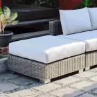 Pufa nowoczesny zewnętrzny w szaro-taupe polietylenowej Jaco, ręcznie Viadurini