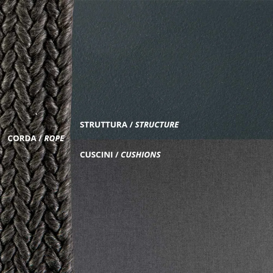 Pufa ogrodowa ze stali i liny Poduszka w zestawie Wyprodukowano we Włoszech - Bronn Viadurini