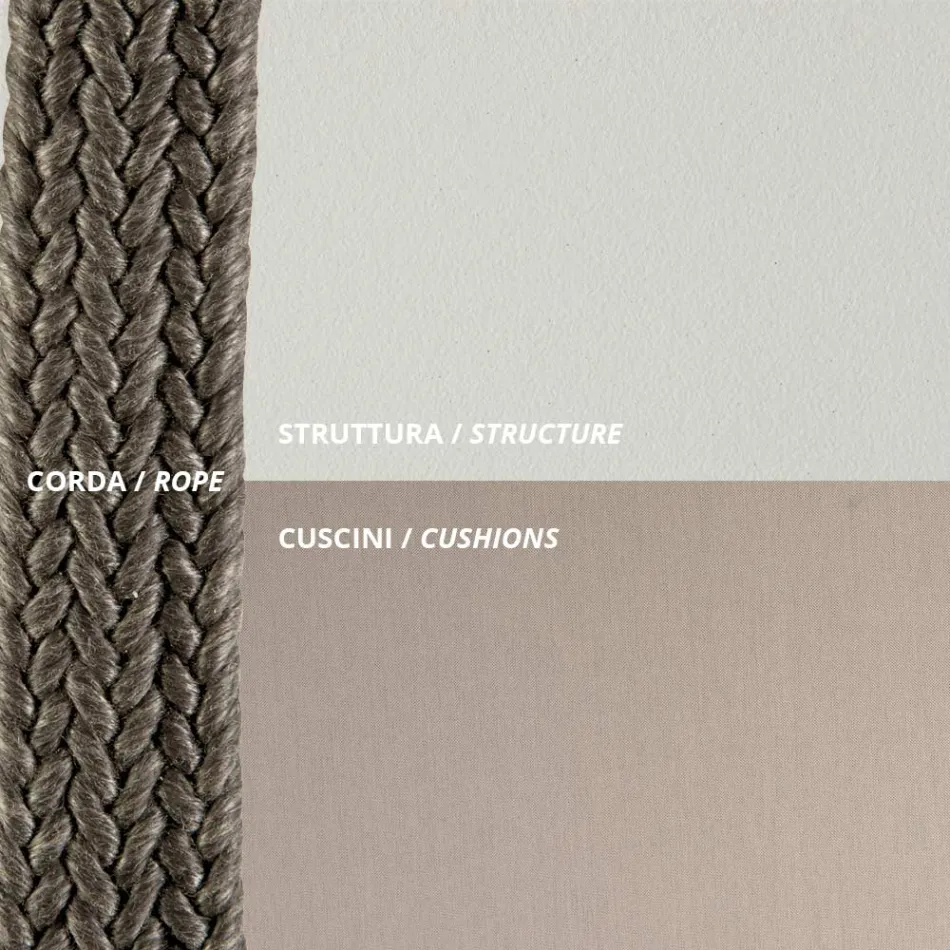 Pufa ogrodowa ze stali i liny Poduszka w zestawie Wyprodukowano we Włoszech - Bronn Viadurini