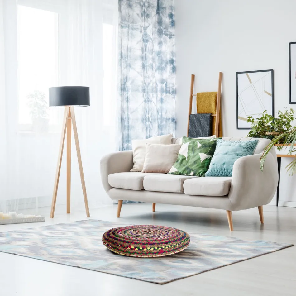 Pufa z juty i styropianu w 2 różnych rozmiarach - rdza Viadurini