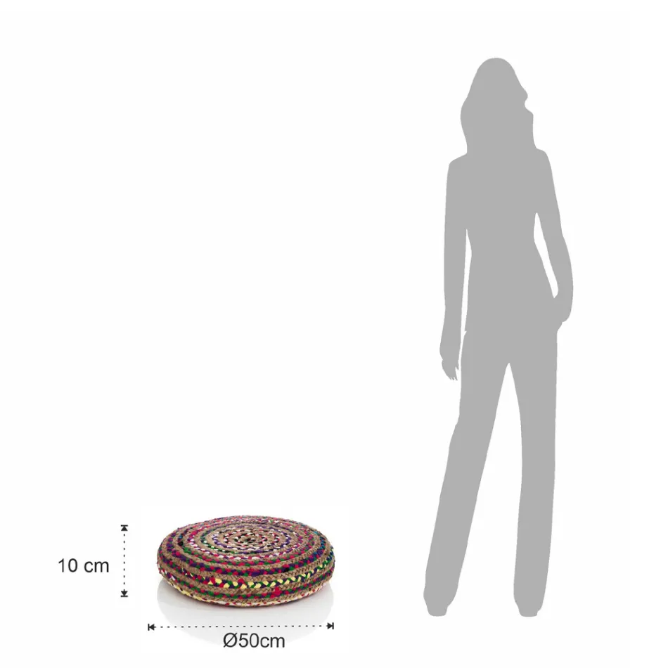 Pufa z juty i styropianu w 2 różnych rozmiarach - rdza Viadurini