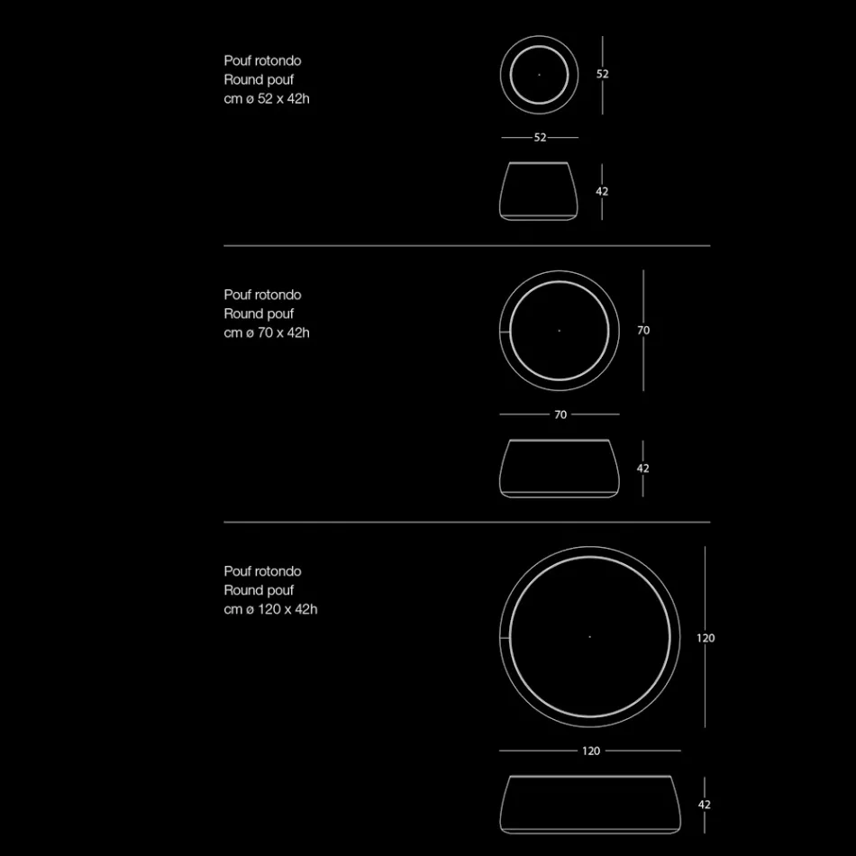 Miękka okrągła pufa do salonu z kolorowego aksamitu w 3 rozmiarach - Evelyne Viadurini