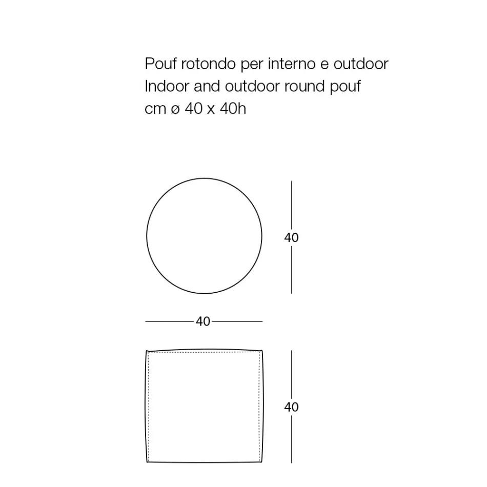 Miękka okrągła pufa do salonu lub salonu z kolorowej tkaniny - Naemi Viadurini