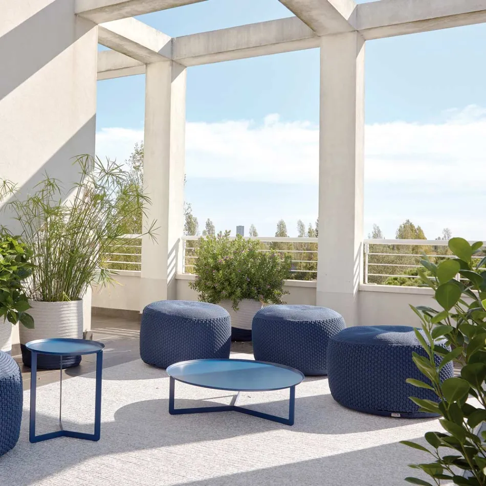 Okrągła pufa ogrodowa z polipropylenu w 3 kolorach Made in Italy - Francisco Viadurini