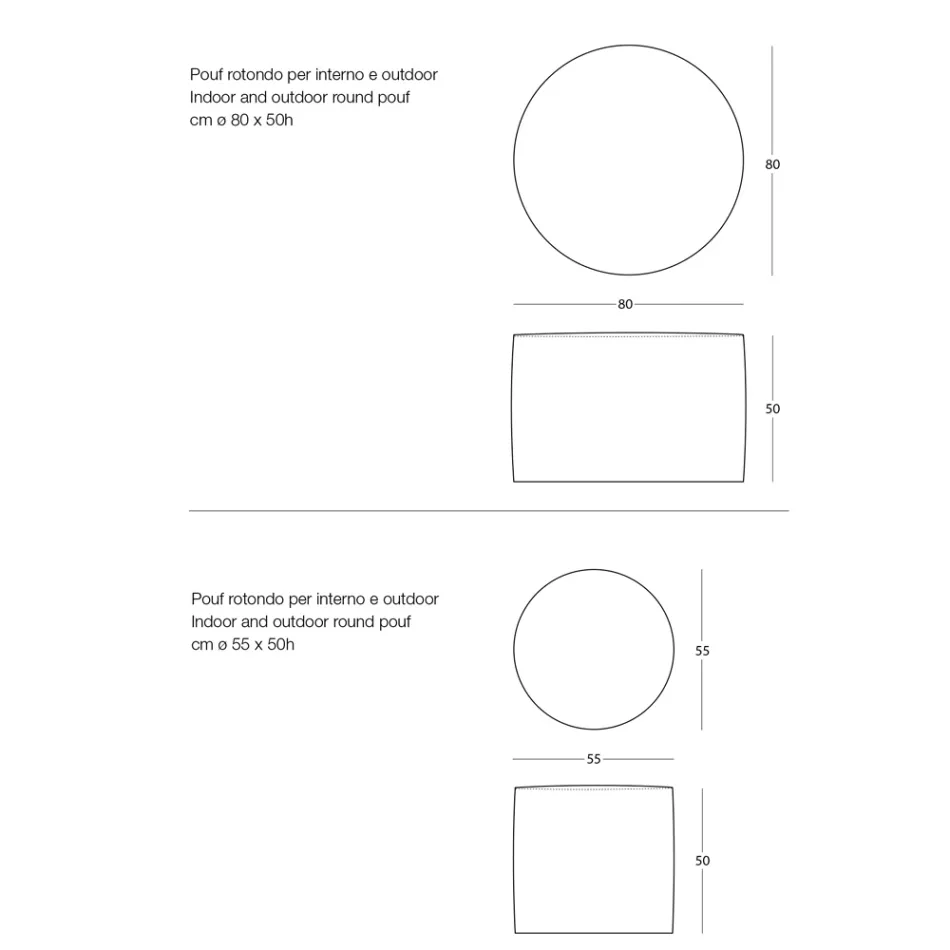 Okrągła pufa ogrodowa z polipropylenu w 3 kolorach Made in Italy - Francisco Viadurini