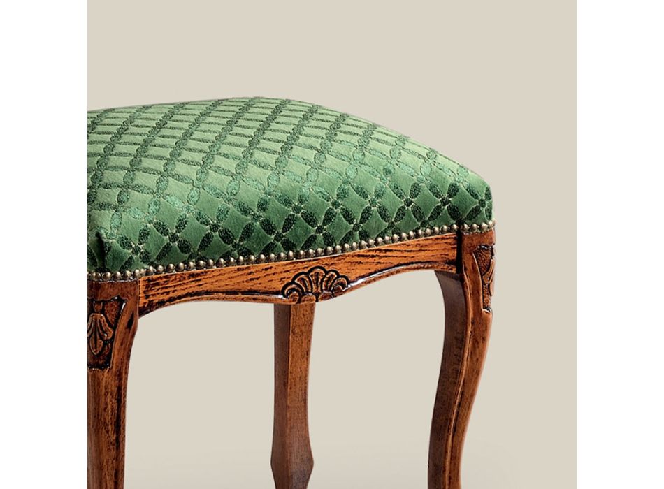 Pufa w stylu klasycznym z drewna orzechowego i tkaniny Made in Italy - Luxury Viadurini