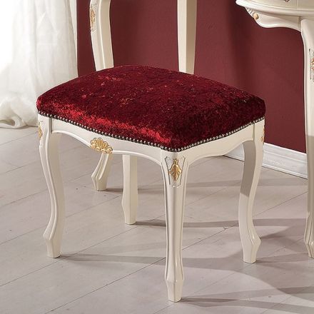 Pufa w stylu klasycznym z drewna orzechowego i tkaniny Made in Italy - Luxury Viadurini