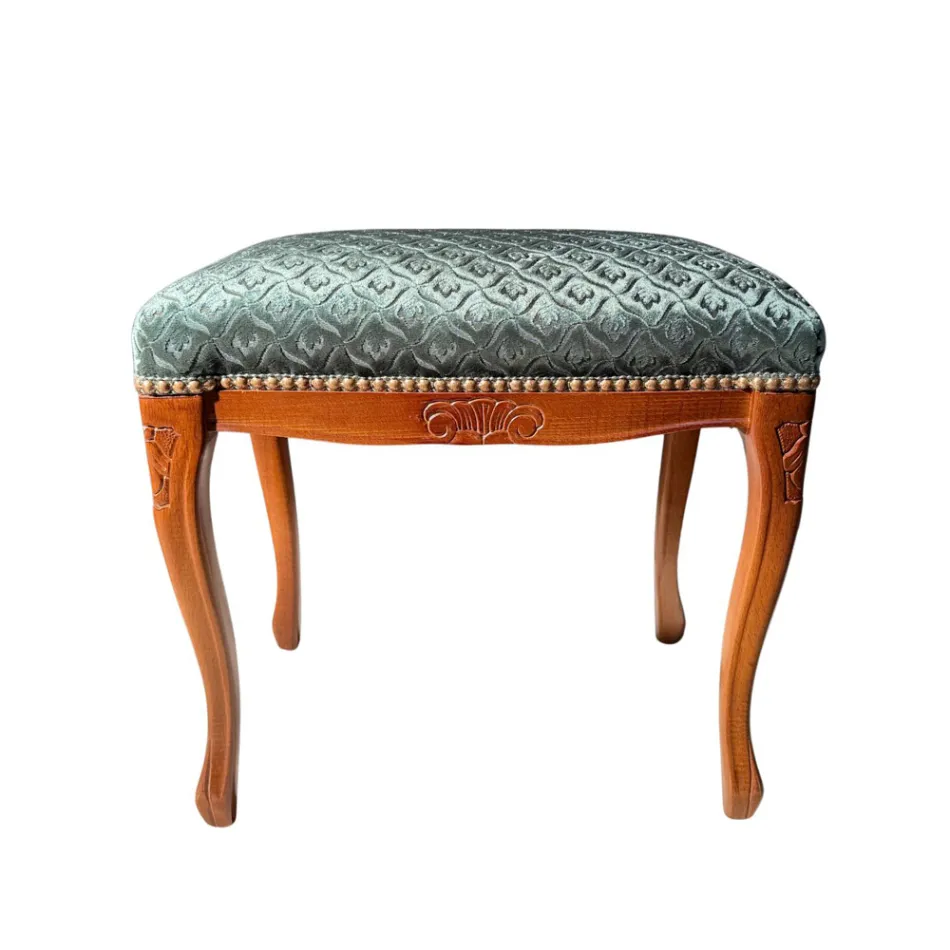 Pufa w stylu klasycznym z drewna orzechowego i tkaniny Made in Italy - Luxury Viadurini