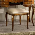 Pufa w stylu klasycznym z drewna pokryta tkaniną Made in Italy - Cambrige Viadurini