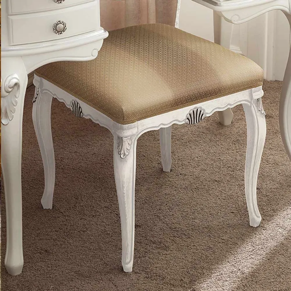 Pufa w stylu klasycznym z drewna pokryta tkaniną Made in Italy - Cambrige Viadurini