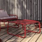 Pufowy stolik kawowy do projektu ogrodu z kolorowego metalu Made in Italy - Karol Viadurini