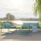 Pufowy stolik kawowy do projektu ogrodu z kolorowego metalu Made in Italy - Karol Viadurini