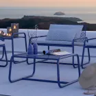 Pufowy stolik kawowy do projektu ogrodu z kolorowego metalu Made in Italy - Karol Viadurini