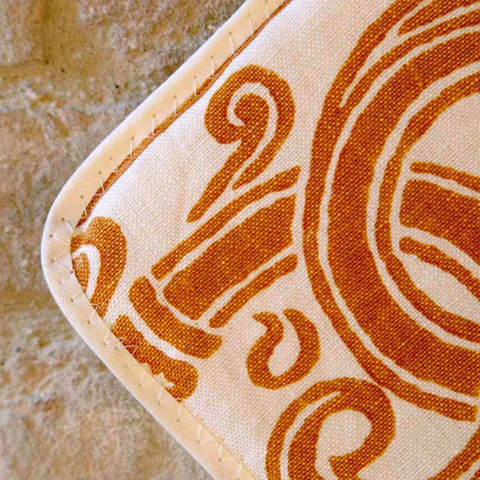 Naszywki sztuki włoskiej w czystej bieliźnie z ręcznie drukowanym pojedynczym kawałkiem - marki Viadurini