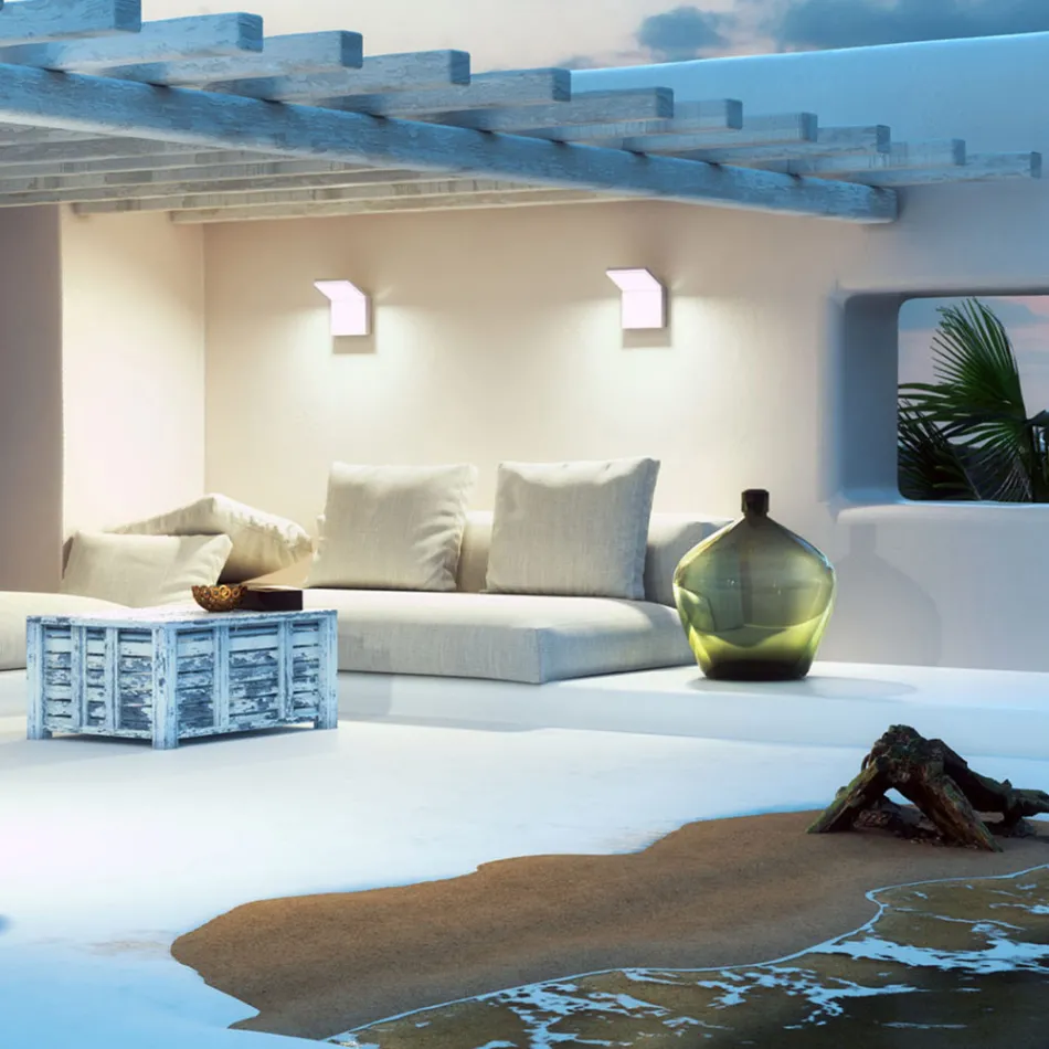 Kinkiet zewnętrzny LED 18W z białego lub czarnego aluminium - Nerea Viadurini