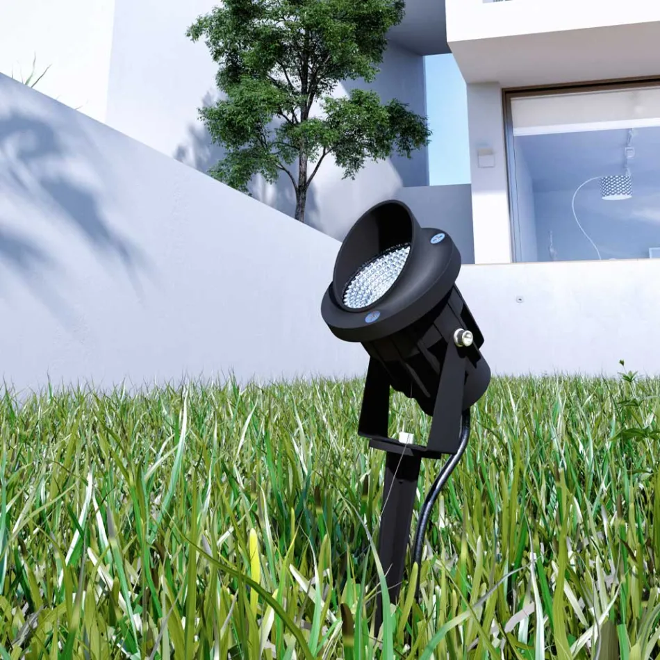 Projektor LED Wpuszczany Reflektor z Matowego Czarnego Aluminium 4 Części - Obrina Viadurini