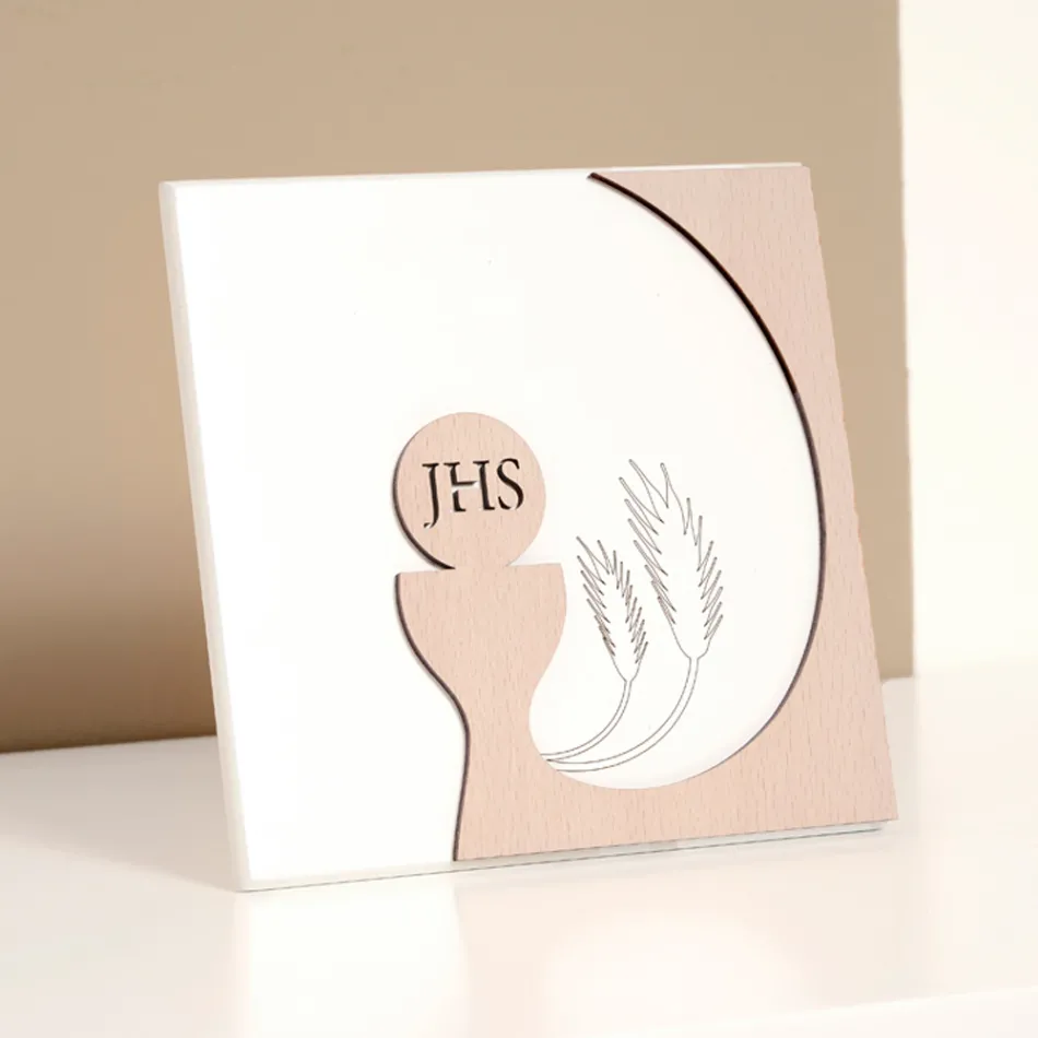 Mały obraz przedstawiający Eucharystię Grawerowany laserowo Made in Italy - Ingrid Viadurini