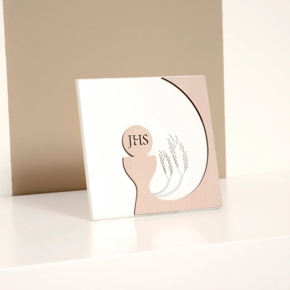 Mały obraz przedstawiający Eucharystię Grawerowany laserowo Made in Italy - Ingrid Viadurini