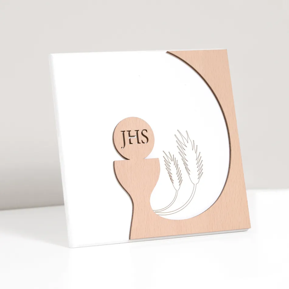 Mały obraz przedstawiający Eucharystię Grawerowany laserowo Made in Italy - Ingrid Viadurini