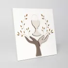 Obraz wykonany z grawerem laserowym drzewa oliwnego i hostii Made in Italy - Joel Viadurini