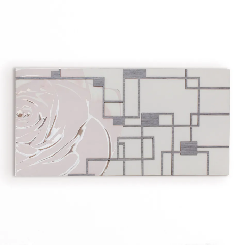 Malowanie różą i geometrycznymi kształtami Made in Laser Made in Italy - Rin Viadurini