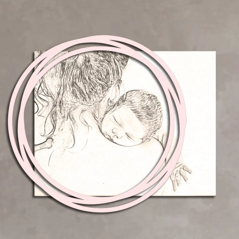 Drewniany obraz z nadrukiem kobiety z dzieckiem Made in Italy - Tajwan Viadurini